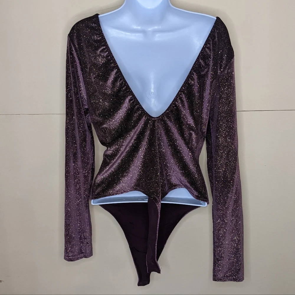 NWT Victoria Sport Long Sleeve Sparkly Bodysuit - Picture 4 of 5